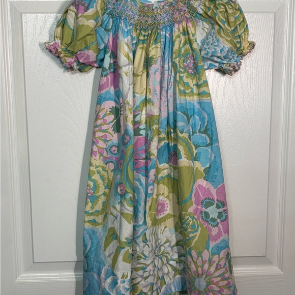 Smocked spring dress - Blue, Green, Pink‎ - Picture 1 of 10